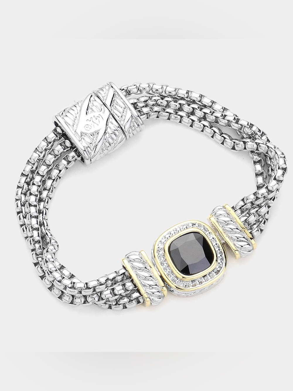 14K Gold Plated Square CZ Stone Magnetic Bracelet